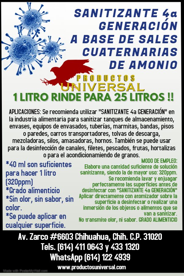 SANITIZANTE DE 4a GENERACIÓN - Productos de Limpieza en Chihuahua