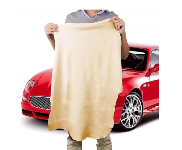 Toalla de secado de gamuza para coche, toalla de secado de cuero real,  súper absorbente, secado rápido, gamuza natural, accesorio de paño de  lavado de